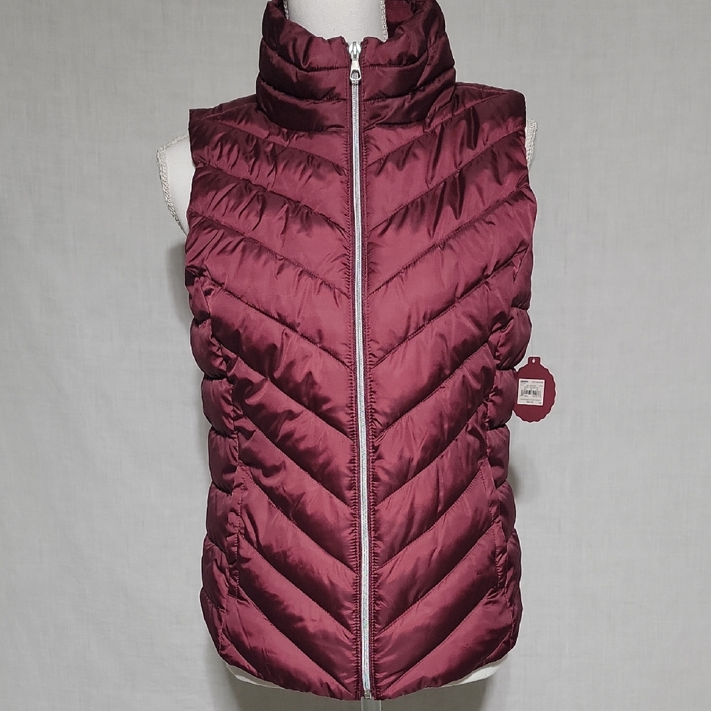 Maroon Quilted Puffer Vest By Authentic American Heritage NWT